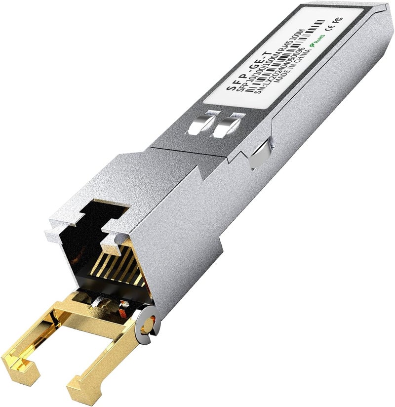 FTTPVIPS High-Performance 1000Base-T Gigabit SFP to RJ45 Copper Ethernet Transceiver - Compatible with Cisco, Meraki, Ubiquiti, D-Link, TP-Link, Supermicro, Netgear, MikroTik S-RJ01, 1.25G SFP-T, up to 100m - Image 1